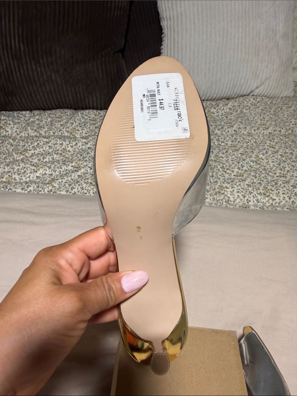 STEVE MADDEN ROWE Metal Multi Metallic Silver & Gold Kitten Heel Mules | 7.5 - Picture 7 of 7